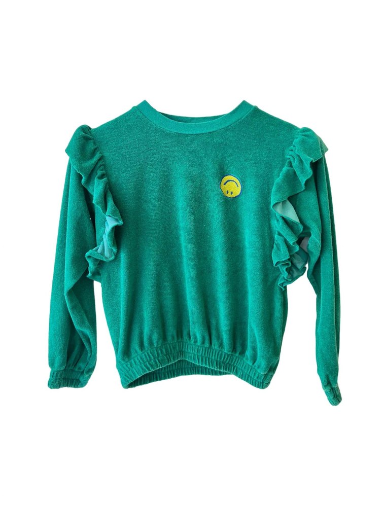 Girl’s Smiley Terry Sweatshirt In Greenlake 7733689581628