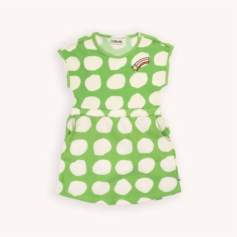 Girl’s Regular Fit Dress In White/green 7733687255100