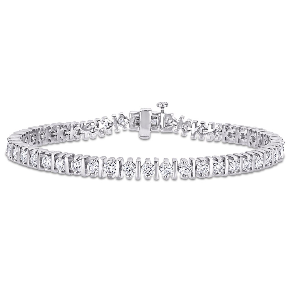 Mimi & Max 4 1/2ct DEW Created Moissanite Bar Tennis Bracelet in Sterling Silver