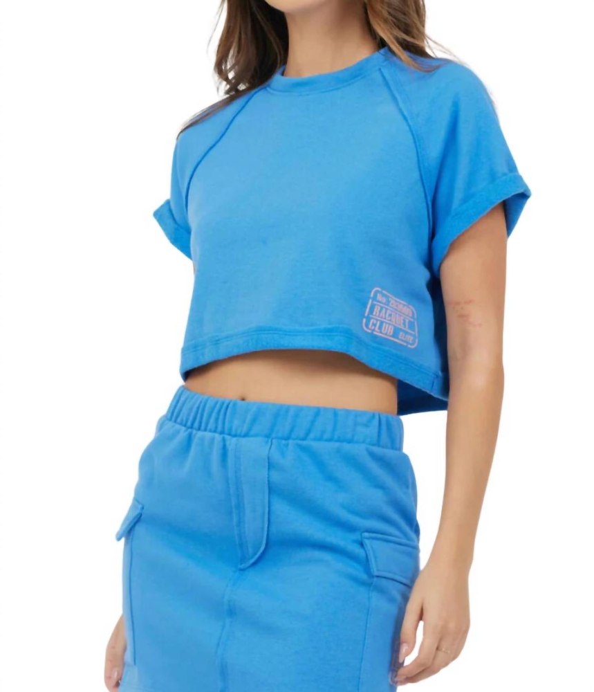 Fleece Tee In Azure Blue