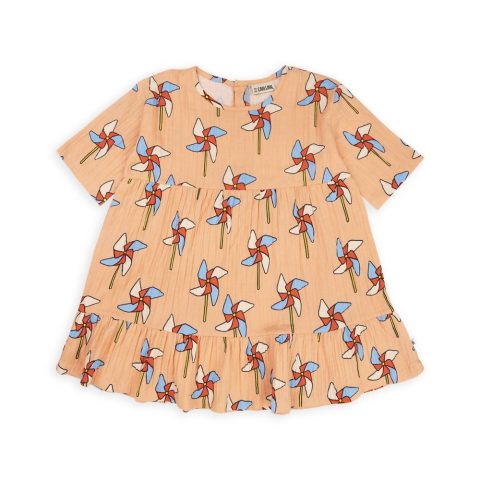 Girl’s Flared Dress In Peach 7733697478716