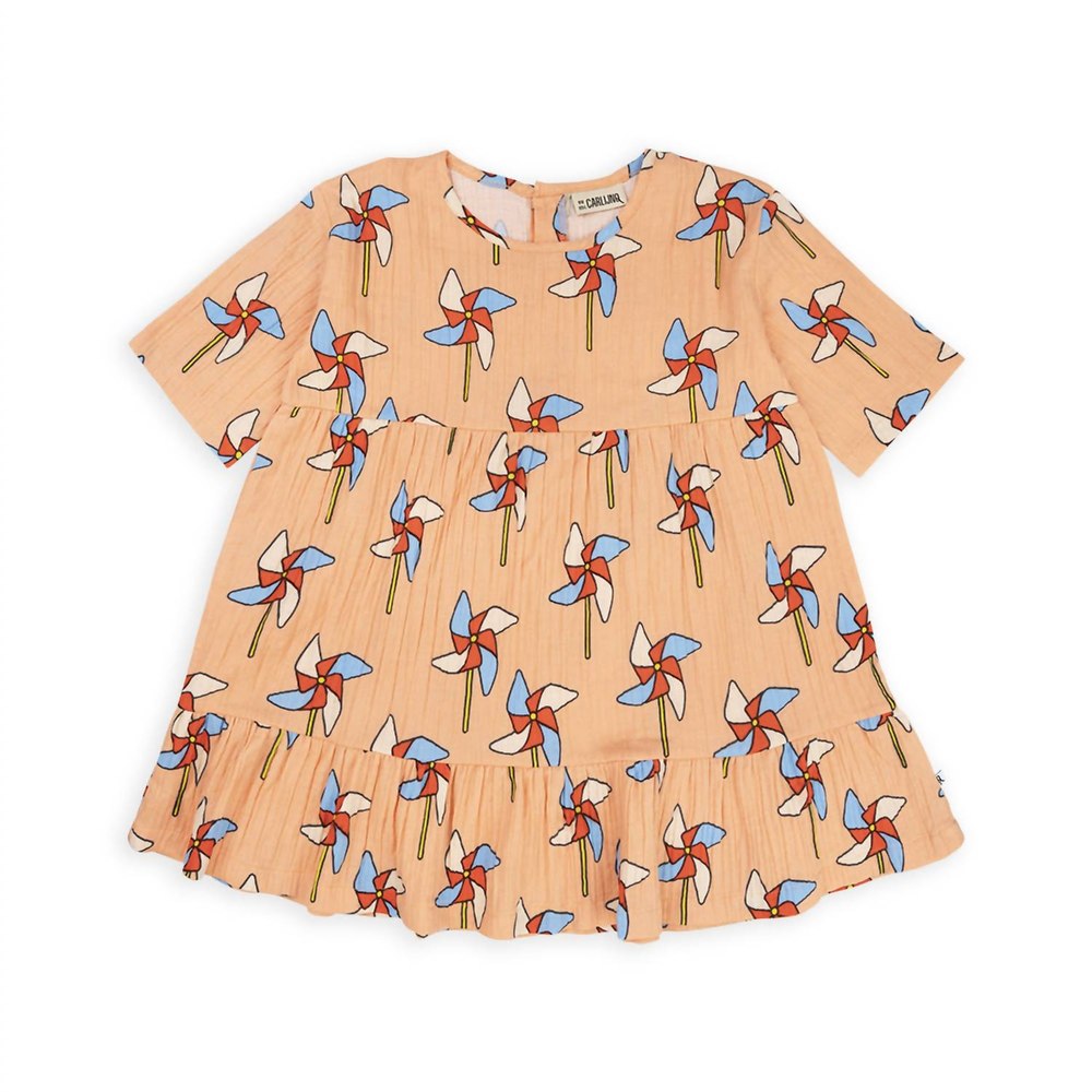 Girl’s Flared Dress In Peach 7733697478716