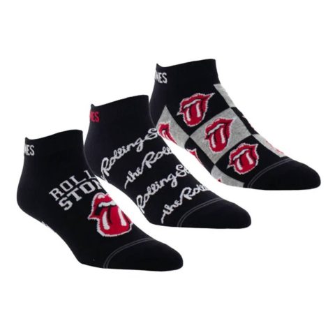 Unisex – Rolling Stones Collegiate Tongues Liner Socks – 3 Pair In Black