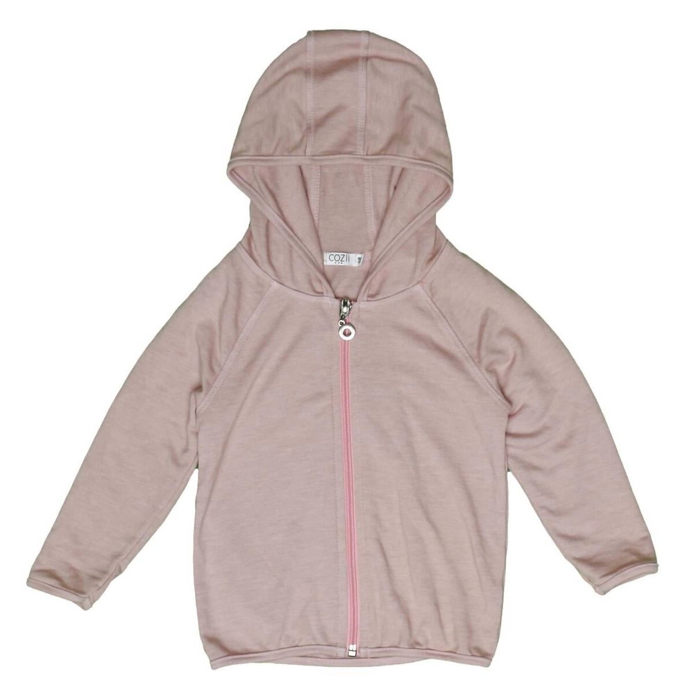 Girl’s Long Sleeve Zip Hoodie With Binding Heather In Mauve