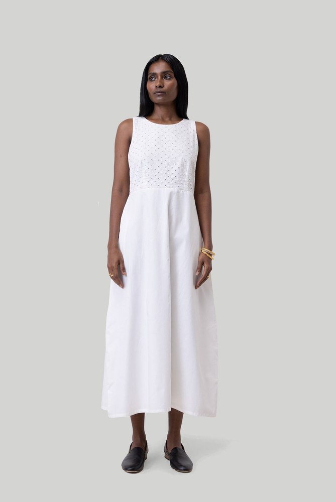 Cross-back Midi Dress in Eyelet Embroidery 7784969175100