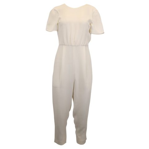 Max Mara Cady Open Back Jumpsuit in White Cotton 7733703639100