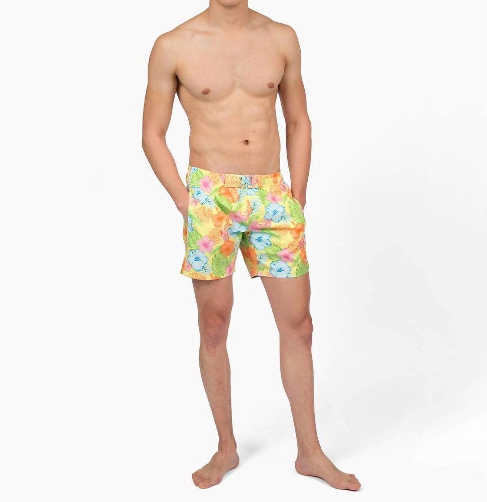 Men’s Happy Hula Swim Trunks In Yellow 7733703409724