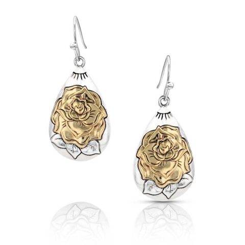 Women’s Emerging Rose Teardrop Earring In Silver/gold