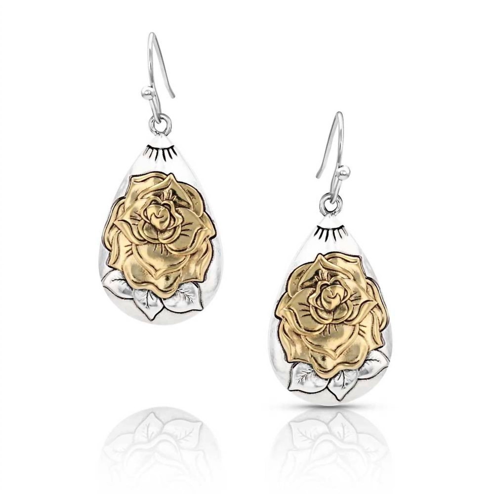 Women’s Emerging Rose Teardrop Earring In Silver/gold