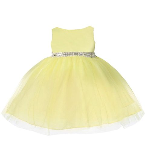 Baby Girls Yellow Rhinestone Tulle Flower Girl Dress 6-24M