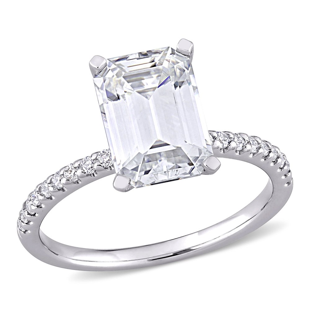 Mimi & Max 3 1/5ct DEW Emerald Created Moissanite Engagement Ring in 10k White Gold