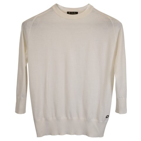 Loro Piana Piuma Sweater in White Cashmere 7733711339580
