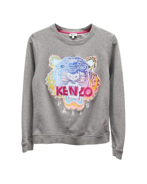 Kenzo Embroidered Tiger Sweatshirt in Grey Cotton
