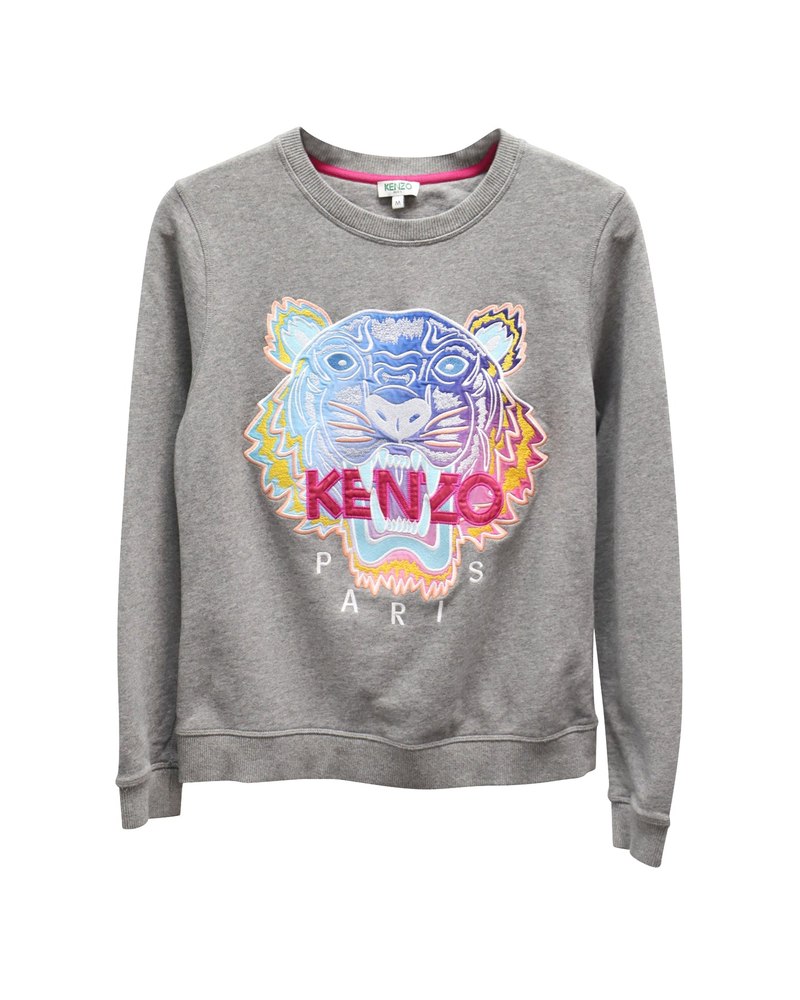 Kenzo Embroidered Tiger Sweatshirt in Grey Cotton