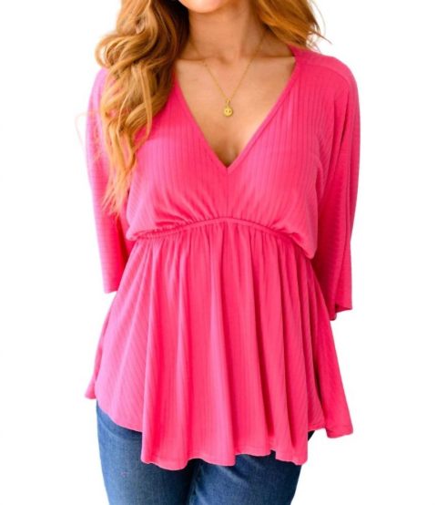 Storied Moments Draped Peplum Top In Fuchsia 7733727952956