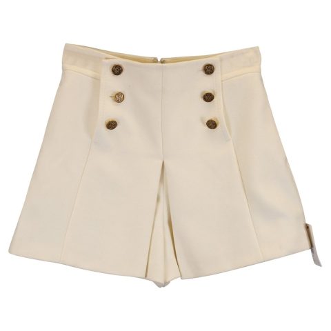 Red Valentino Button-Detail High Waist Shorts in White Cotton 7733713797180