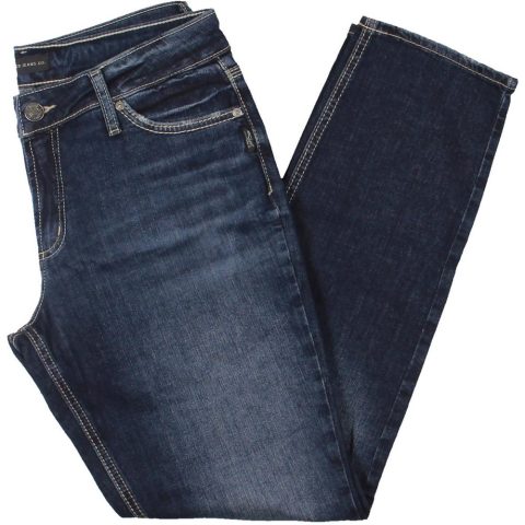 Elyse Curvy Fit Mid Rise Dark Wash Straight Leg Pants
