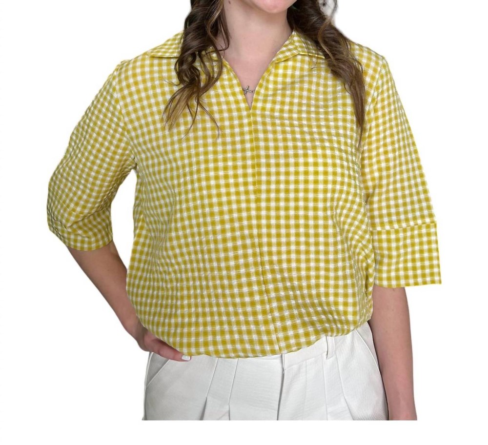 Gingham Collared Top In Yellow 7733732737084