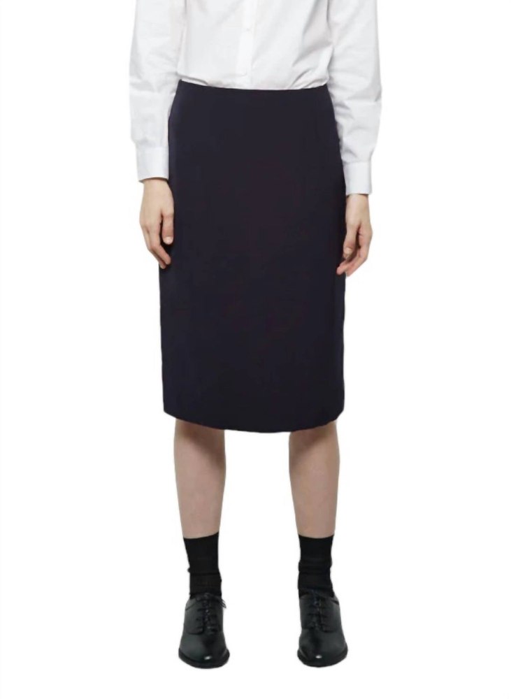 Knee Length Pencil Skirt In Blue 7733724414012