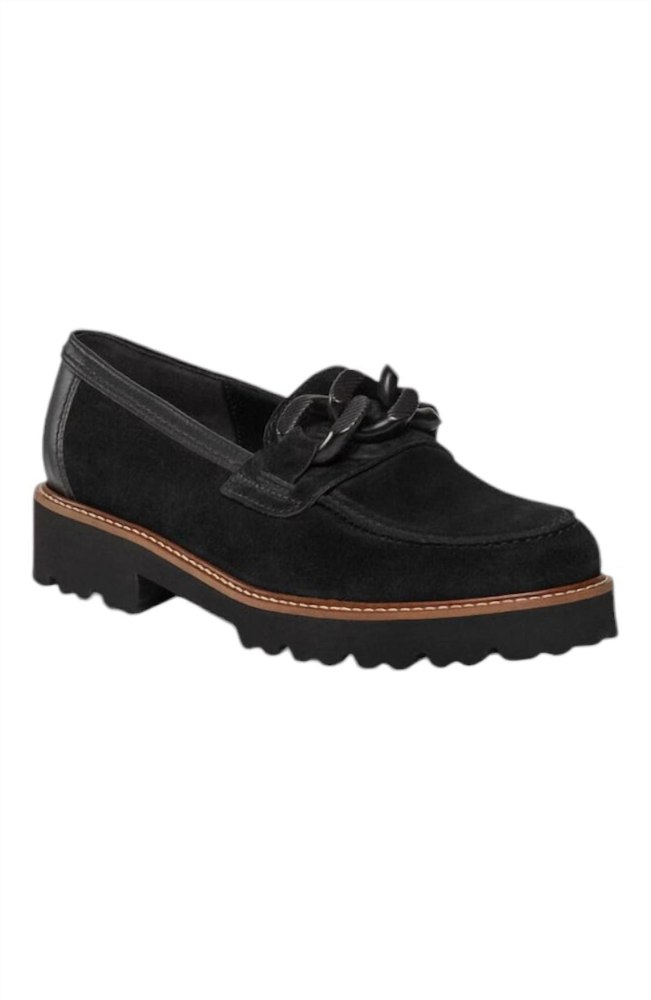 Women’s Lug Sole Loafers In Black Velour