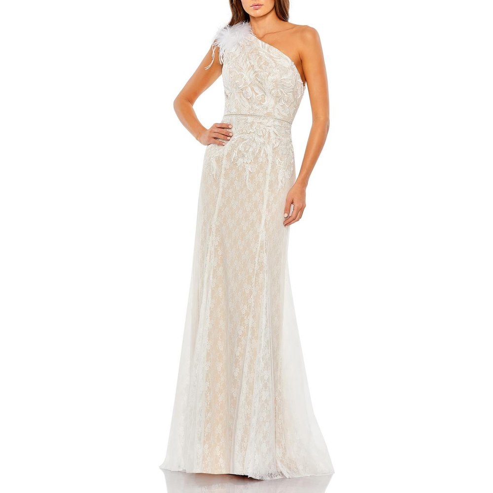 Embellished Lace Evening Dress