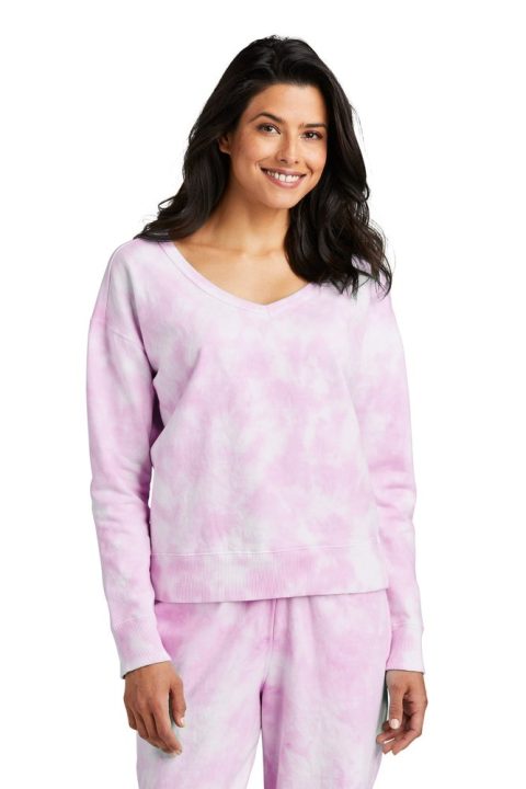 Port & Company Ladies Beach Wash Cloud Tie-Dye V-Neck Sweatshirt LPC140V
