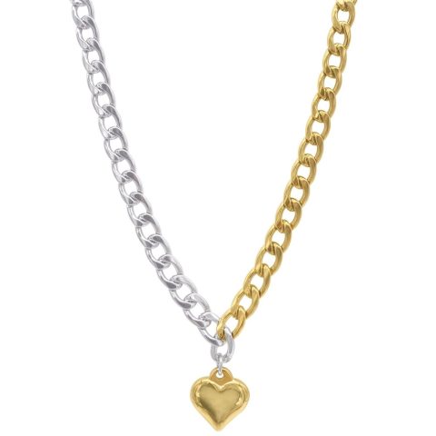 Water Resistant Crystal Heart Tennis Chain Necklace gold 7151992897596