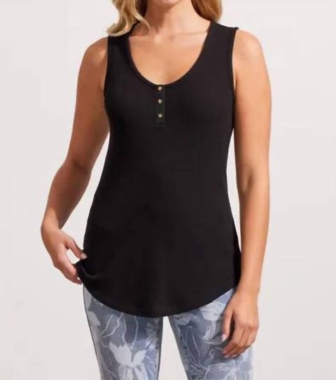 Cami Tank With Buttons In Black