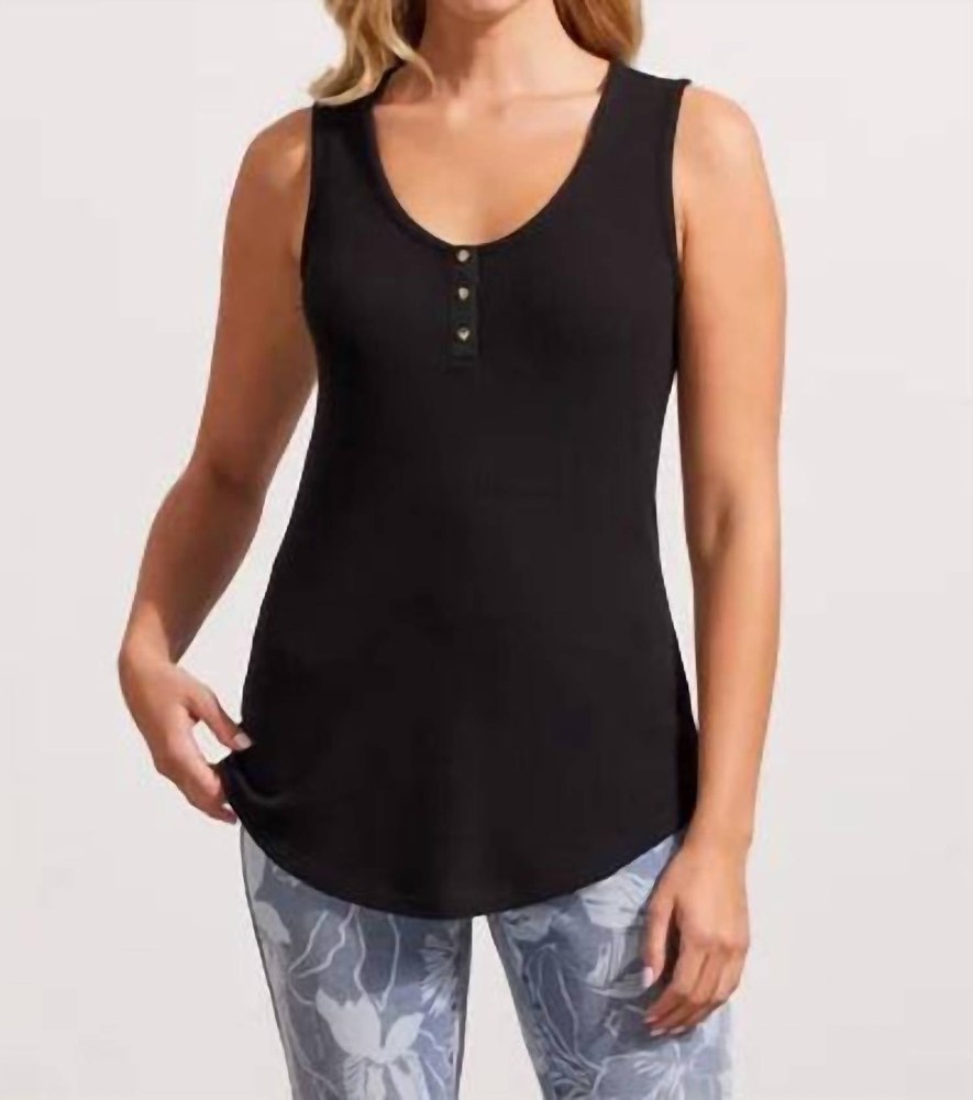 Cami Tank With Buttons In Black