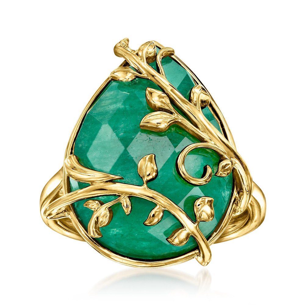 Ross-Simons Emerald Vine Ring in 18kt Gold Over Sterling
