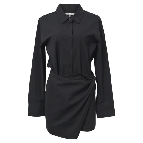 Reformation Weston Shirt Dress in Black Cotton