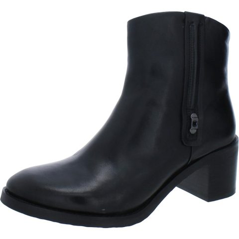 Sandy Leather Round Toe Ankle Boots