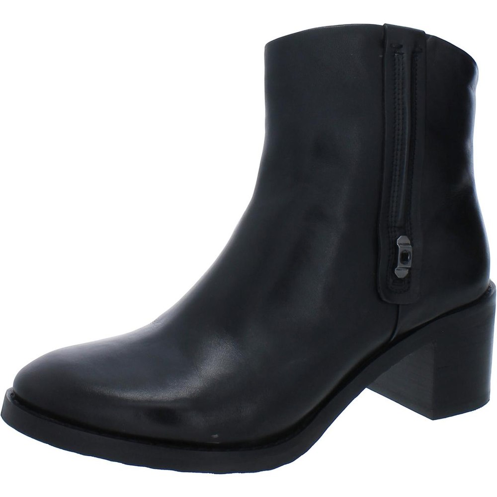Sandy Leather Round Toe Ankle Boots