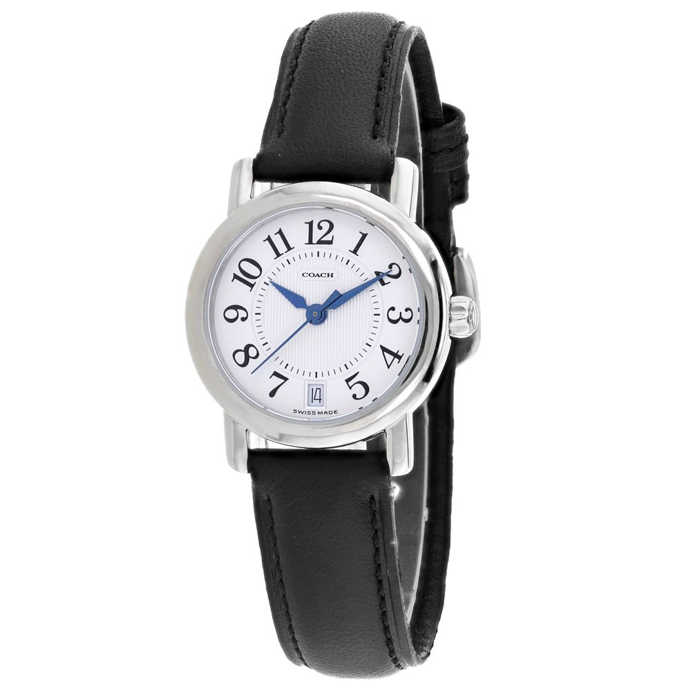 Coach Women’s Black Leather Silver Quartz White Dial Watch