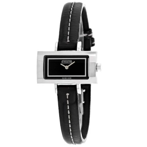 Coach Women’s Black Leather Silver Quartz Black Dial Watch