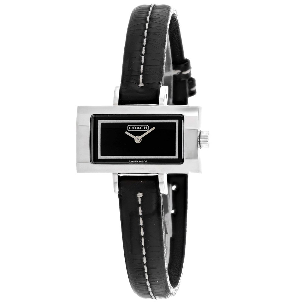 Coach Women’s Black Leather Silver Quartz Black Dial Watch