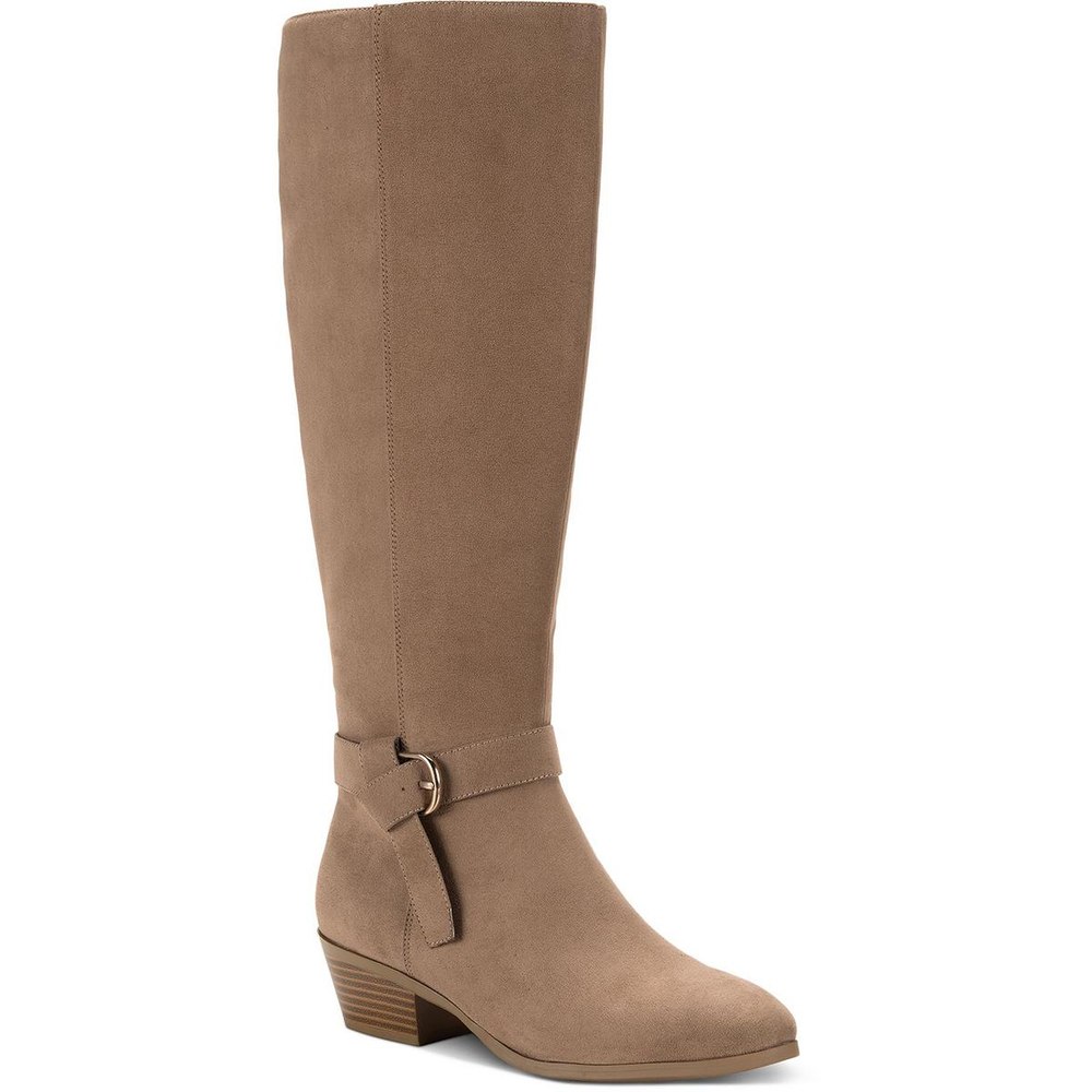 Omhaa Zipper Faux Leather Knee-High Boots