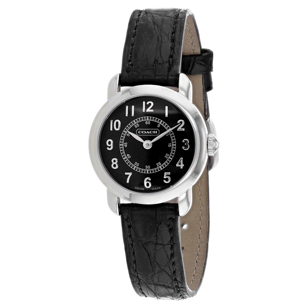 Coach Women’s Black Leather Silver Quartz Black Dial Watch 7785031237692