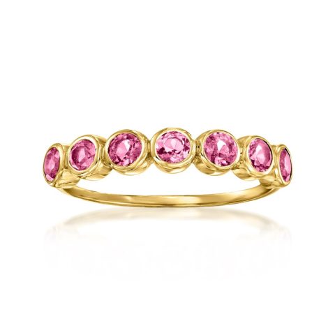 RS Pure by Ross-Simons Bezel-Set Pink Tourmaline Ring in 14kt Yellow Gold