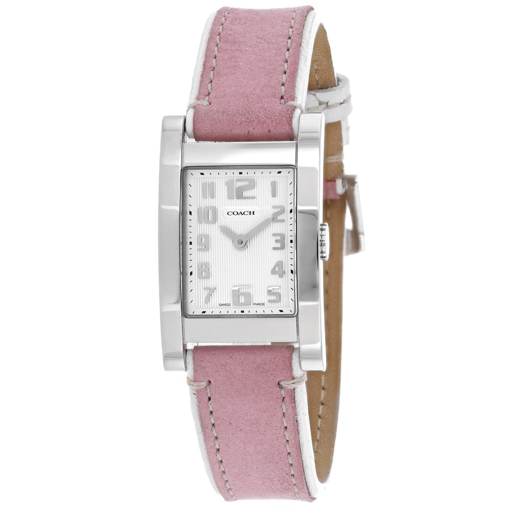 Coach Women’s Pink Leather Silver Quartz White Dial Watch