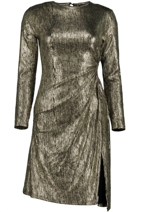 Angelina Cut Out Dress In Gold Metallic