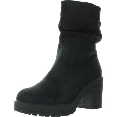 Lugged Sole Faux Suede Mid-Calf Boots