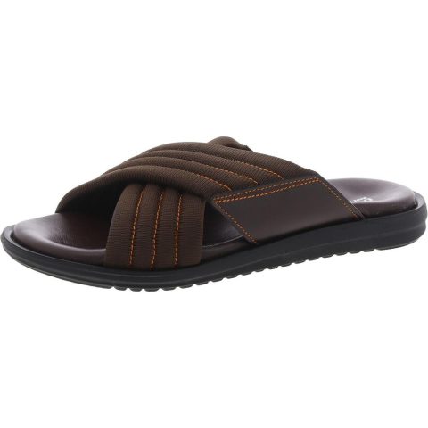 Criss-Cross Leather Slide Sandals