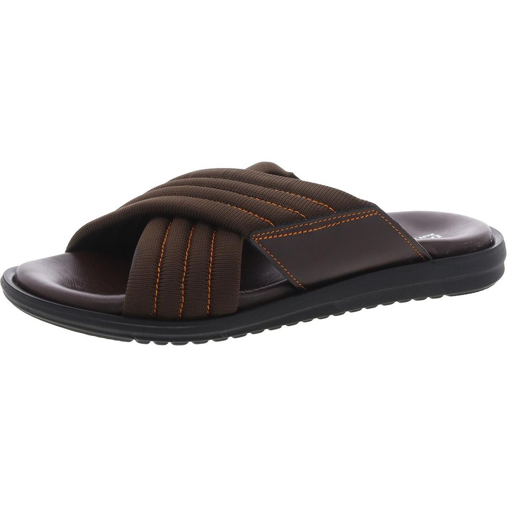 Criss-Cross Leather Slide Sandals