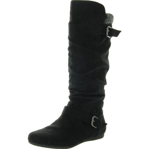 ELLA WAY Buckle Faux Suede Mid-Calf Boots