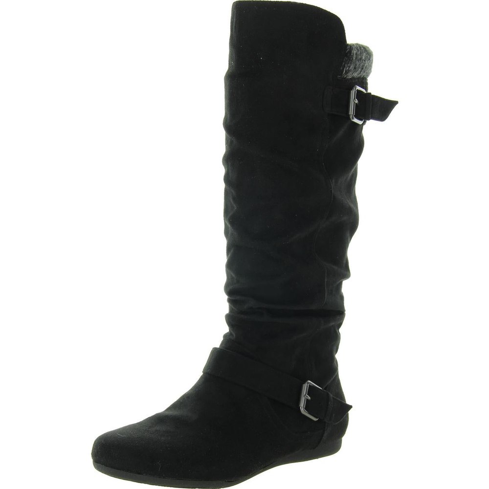ELLA WAY Buckle Faux Suede Mid-Calf Boots