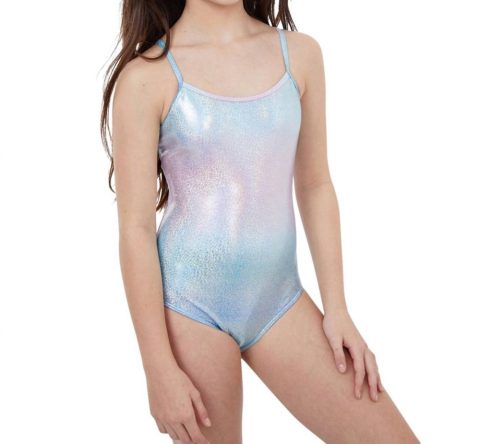 Kids Girls Textured Round Neck One Piece Swimsuit In Ombre 7733769666620
