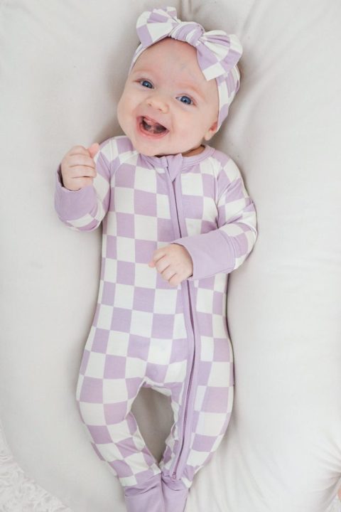 PERIWINKLE CHECKS DREAM ROMPER