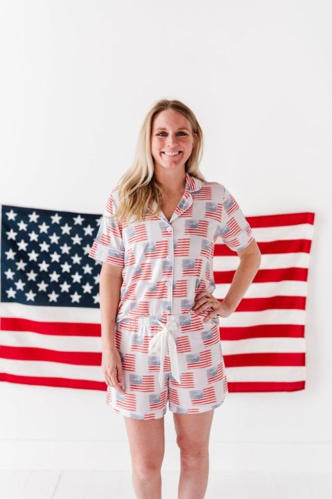 American Flag Women’s Button Down Short Set