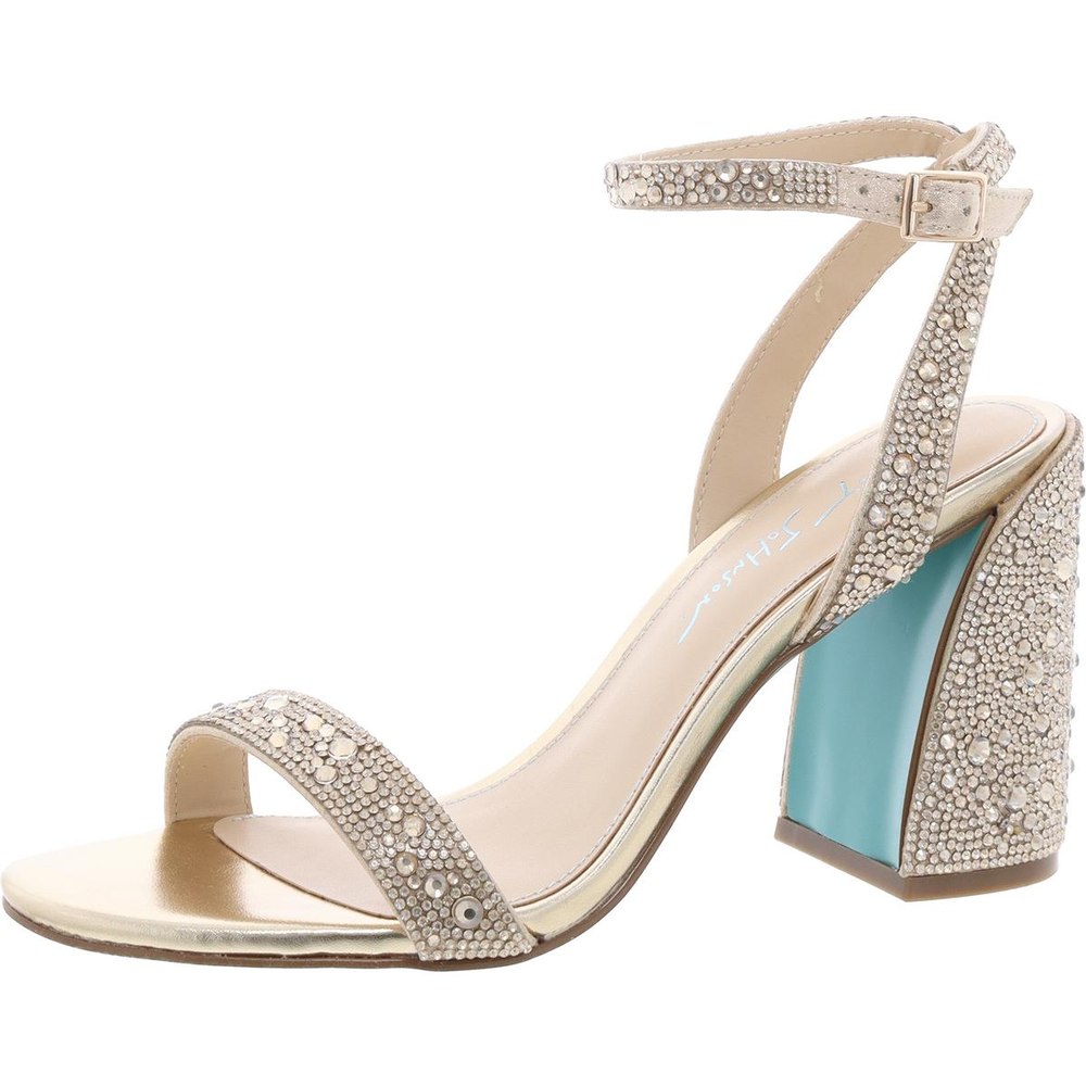 Jet Jeweled Faux Leather Block Heels